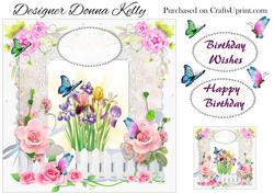 Rose and Iris Birthday Card Front