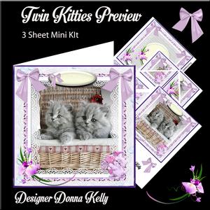 Twin Kitties in a Basket Mini Kit