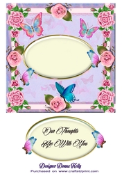 Roses & Butterfly Sympathy Card Insert