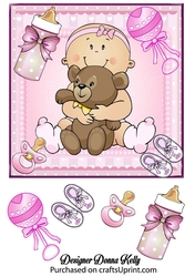 Pink Baby Girl With Teddy