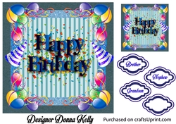 Blue Happy Birthday Boys Card Front