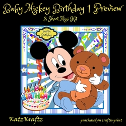 Baby Mickey Birthday 1 Mini Kit