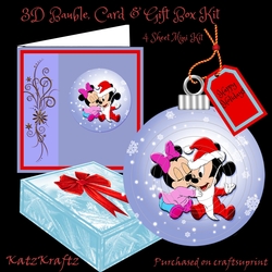 3D Baby Mickey & Minnie Bauble, Card & Box Mini Kit