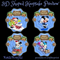 3D Shaped Keepsake Christmas decoration Mickey & Minnie