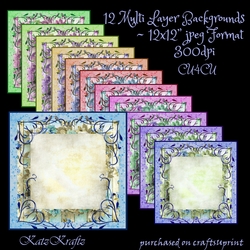 12 Multi Layered Scrapbooking Backgrounds