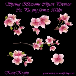 6 Spring Blossoms Clipart CU, PU