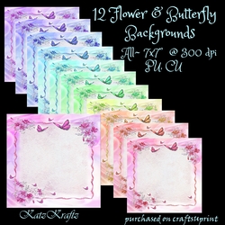 12 Flower & butterfly Backgrounds