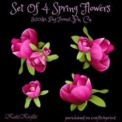 Set Of 4 spring Flowers
