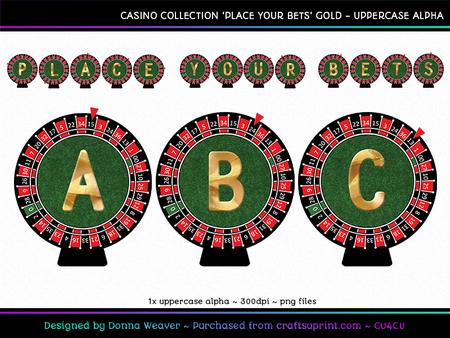Place Your Bets Gold Uppercase Alpha