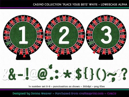 Place Your Bets White Numbers and Punctuation