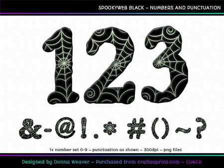 Spookyweb Black Numbers and Punctuation