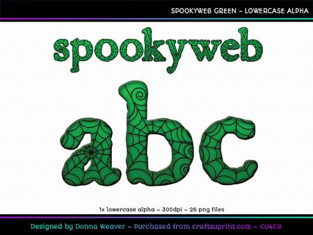 Spookyweb Green Lowercase Alpha