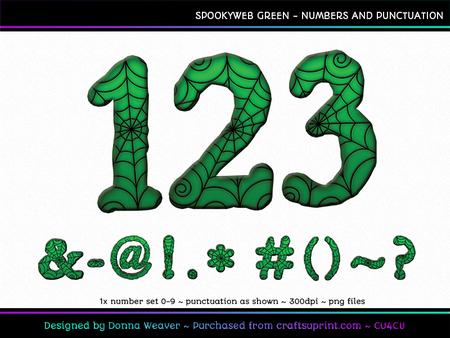 Spookyweb Green Numbers and Punctuation