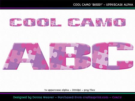 Cool Camo Berry Uppercase Alpha