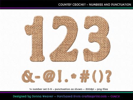 Country Crochet Numbers and Punctuation