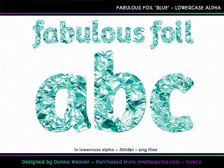 Fabulous Foil Blue Lowercase Alpha