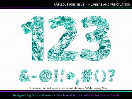 Fabulous Foil Blue Numbers and Punctuation