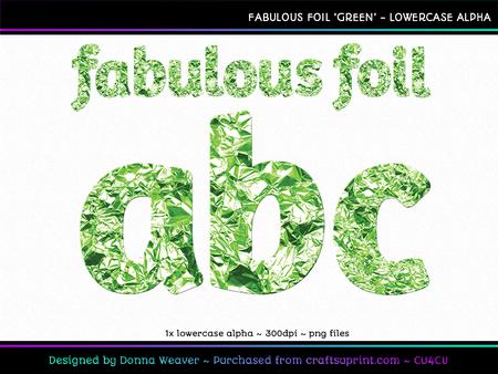 Fabulous Foil Green Lowercase Alpha
