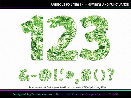 Fabulous Foil Green Numbers and Punctuation