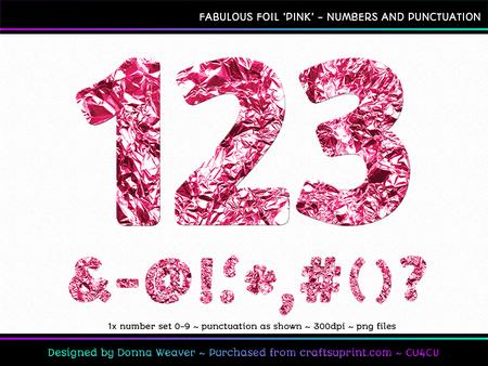 Fabulous Foil Pink Numbers and Punctuation