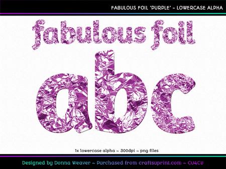 Fabulous Foil Purple Lowercase Alpha
