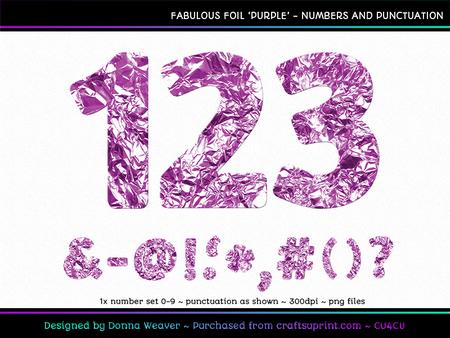 Fabulous Foil Purple Numbers and Punctuation