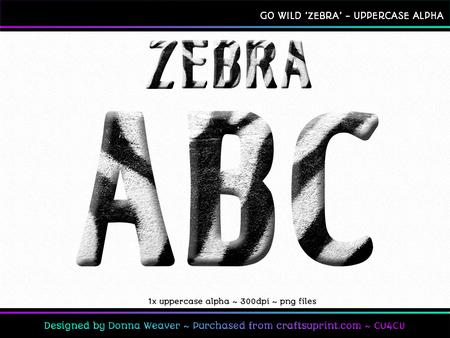 Cu4cu Go Wild Zebra Uppercase Alpha