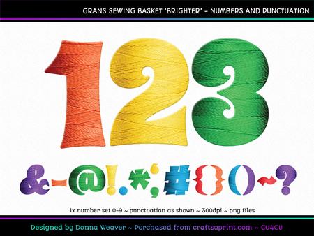 Cu4cu Grans Sewing Basket Brighter Numbers and Punctuation