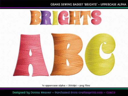 Cu4cu Grans Sewing Basket Brights Uppercase Alpha