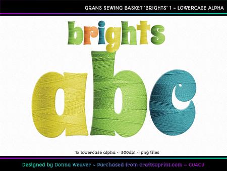 Cu4cu Grans Sewing Basket Brights Lowercase Alpha 1