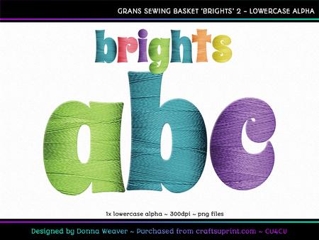 Cu4cu Grans Sewing Basket Brights Lowercase Alpha 2