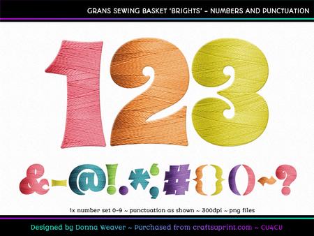 Cu4cu Grans Sewing Basket Brights Numbers and Punctuation