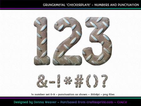 Cu4cu Grungemetal Checkerplate Numbers and Punctuation