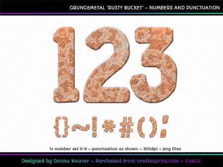 Cu4cu Grungemetal Rusty Bucket Numbers and Punctuation