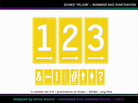 Cu4cu Signed Yellow Numbers and Punctuation