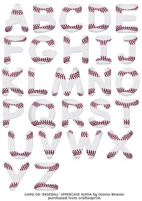 Game on Baseball Uppercase Alphabet Sheet
