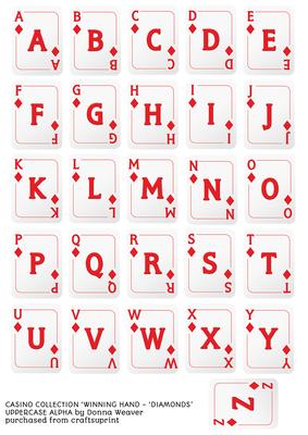 Winning Hand Diamonds Uppercase Alphabet Sheet