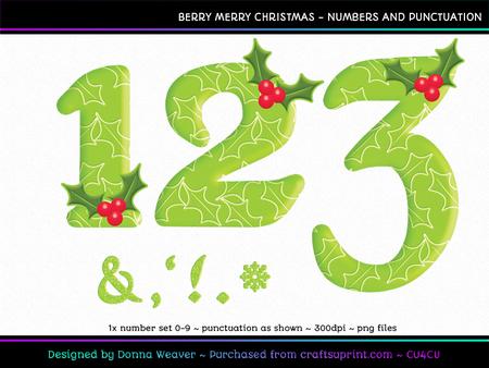 Berry Merry Christmas Numbers and Punctuation