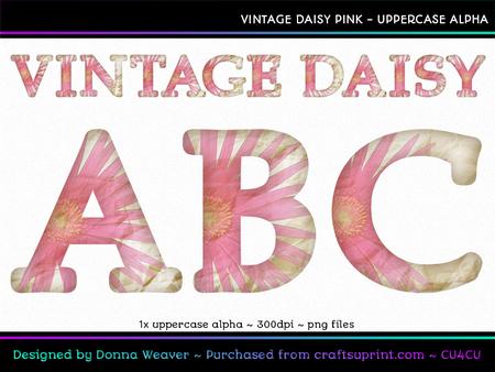 Cu4cu Vintage Daisy Pink Uppercase Alphabet