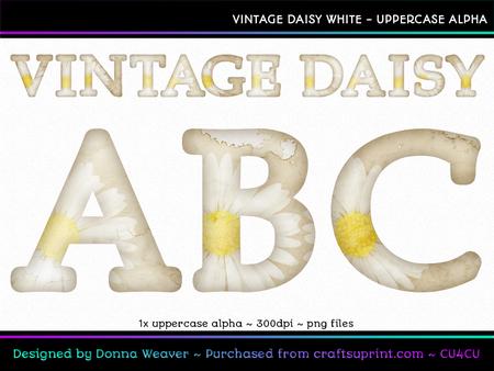 Cu4cu Vintage Daisy White Uppercase Alphabet