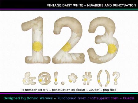Cu4cu Vintage Daisy White Numbers and Punctuation