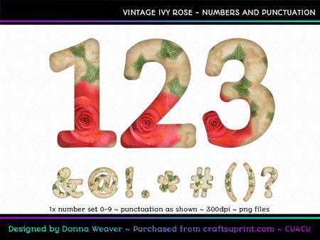 Cu4cu Vintage Ivy Rose Numbers and Punctuation