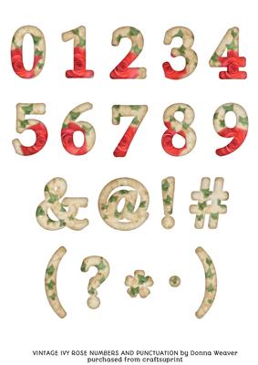 Vintage Ivy Rose Numbers and Punctuation Sheet