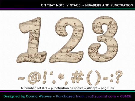 Cu4cu on That Note Vintage Numbers and Punctuation