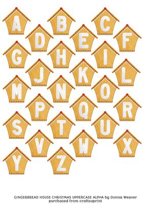 Gingerbread House Christmas Uppercase Alphabet Sheet