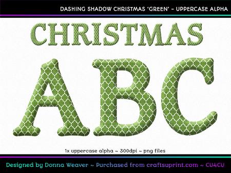 Dashing Shadow Christmas Green Uppercase Alphabet