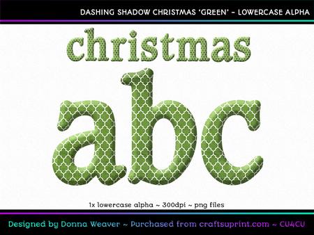 Dashing Shadow Christmas Green Lowercase Alphabet
