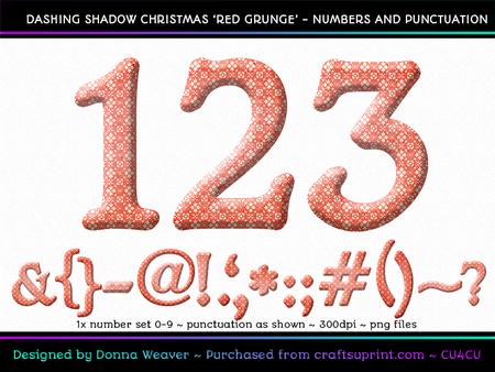 Dashing Shadow Christmas Grunge Numbers and Punctuation