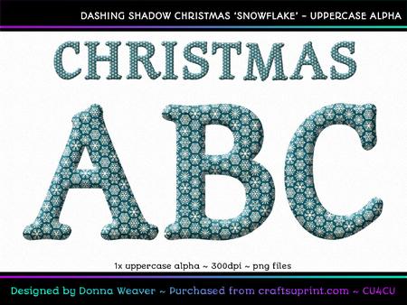Dashing Shadow Christmas Snowflake Uppercase Alphabet