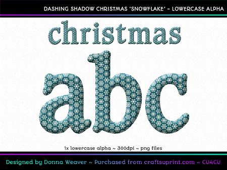 Dashing Shadow Christmas Snowflake Lowercase Alphabet
